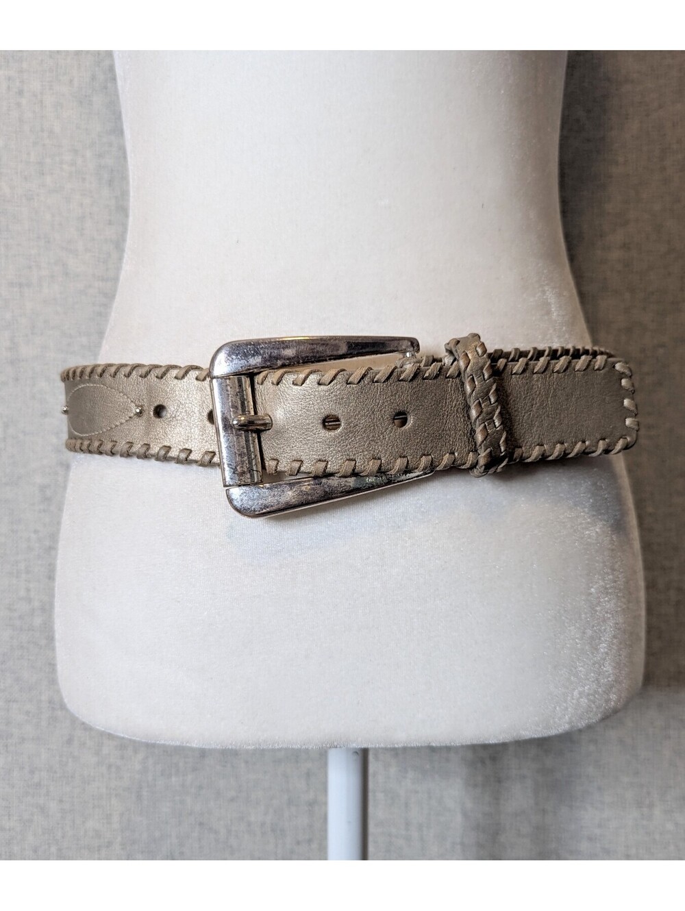 Vintage 00s Michael Kors metallic leather whipstitch western belt